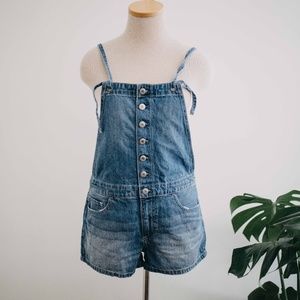 aerie shoulder tie overall shorts
